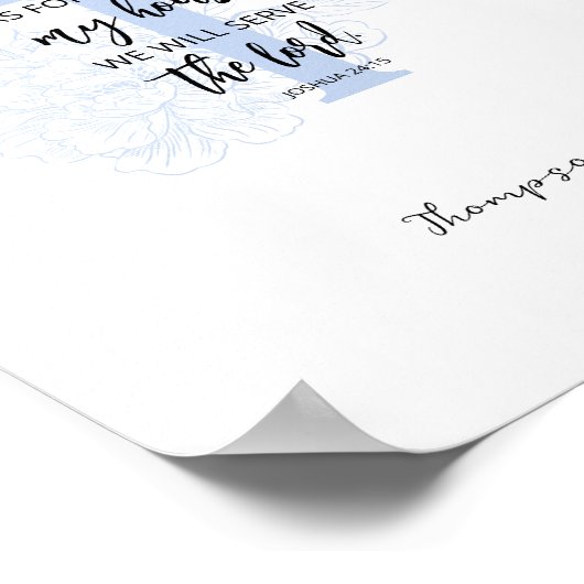 Floral Family Name Sign Bible verse Joshua 24:15 Poster (Hoek)