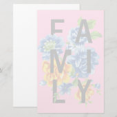 Floral Family Quote Briefpapier (Voorkant / Achterkant)