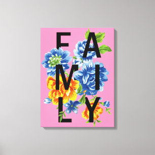 Floral Family Quote Canvas Afdruk