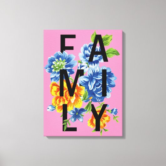 Floral Family Quote Canvas Afdruk (Voorkant)