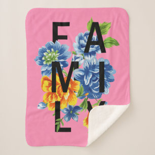 Floral Family Quote Sherpa Deken