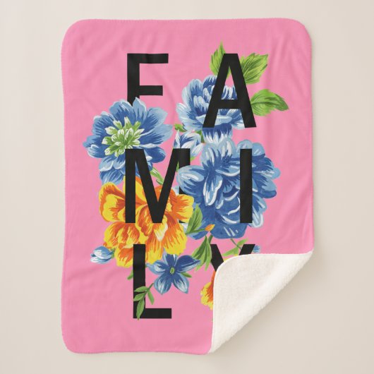 Floral Family Quote Sherpa Deken (Voorkant)