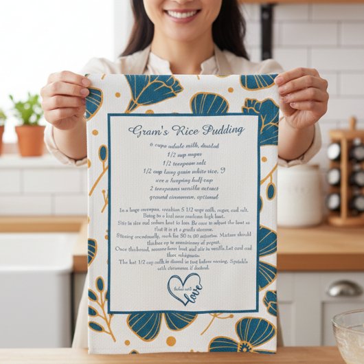 Floral Family Recipe Keepsake Custom Theedoek