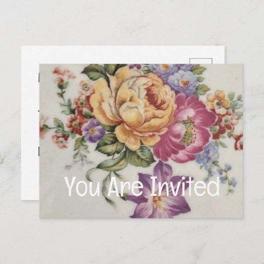 Floral Fancy Uitnodiging Briefkaart (Voorkant / Achterkant)