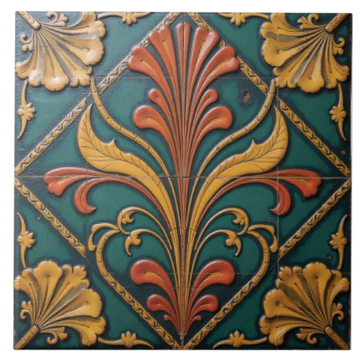 Floral Fanfare op Emerald Tegeltje (Voorkant)