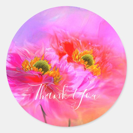 Floral fantasie bedankt ronde sticker (Voorkant)