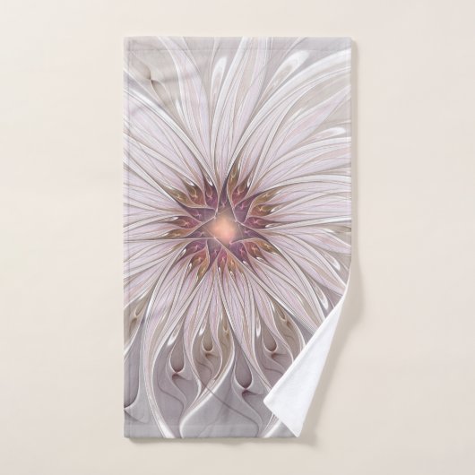 Floral Fantasy, Abstract Modern Pastel Flower Handdoek (Handdoek)