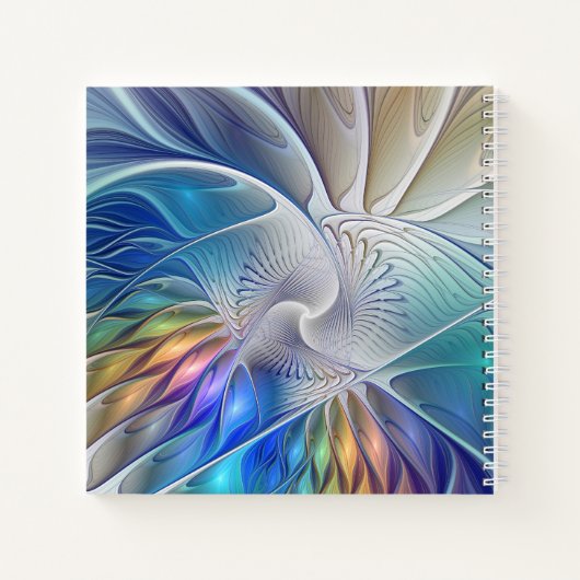 Floral Fantasy, Abstracte fractal Art Flower Notitieboek (Achterkant)