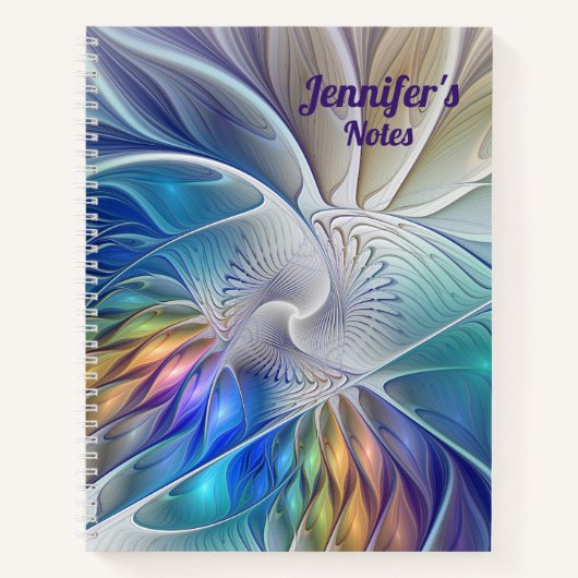 Floral Fantasy, Abstracte fractal Art Flower Notitieboek (Voorkant)
