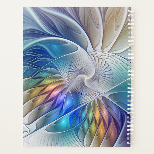 Floral Fantasy, Abstracte fractal Art Flower Planner (Achterkant)