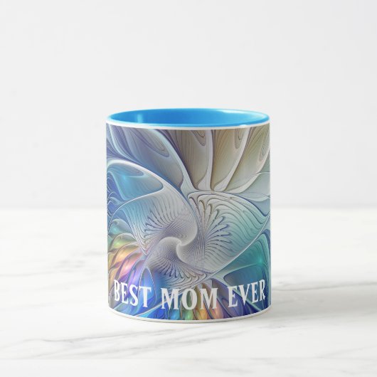 Floral Fantasy, Abstracte fractale bloem Beste mam Mok (Midden)