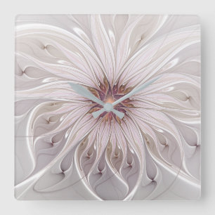 Floral Fantasy, Abstracte Modern Pastel Vloer Vierkante Klok