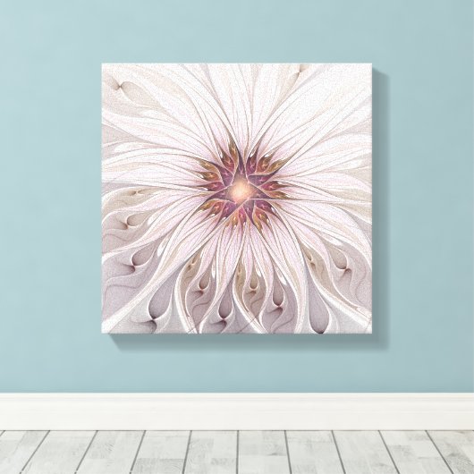 Floral Fantasy, Abstracte moderne deegbloem Canvas Afdruk (Insitu (Houten vloer))