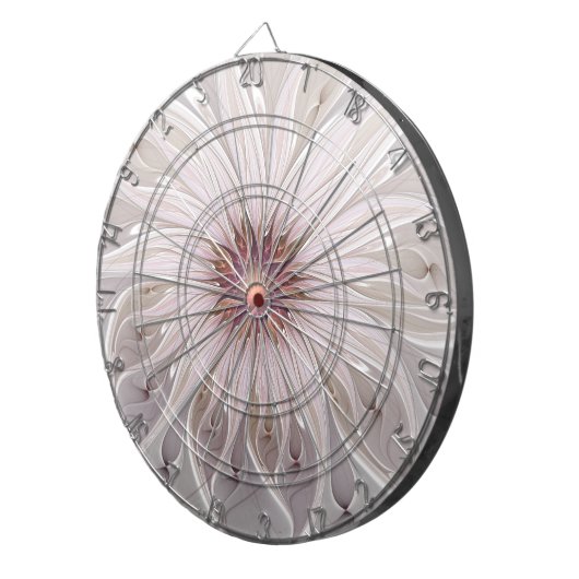 Floral Fantasy, Abstracte moderne deegbloem Dartbord (Voorkant Rechts)