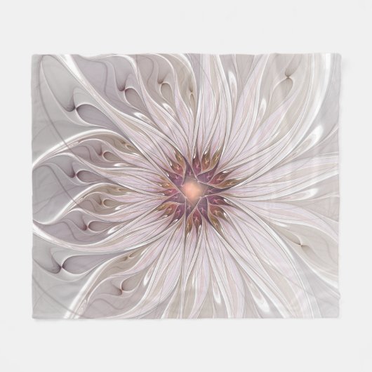 Floral Fantasy, Abstracte moderne deegbloem Fleece Deken (Voorkant (Horizontaal))