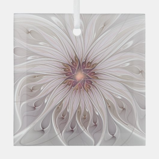 Floral Fantasy, Abstracte moderne deegbloem Glas Ornament (Voorkant)