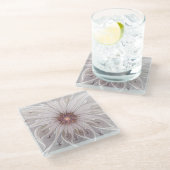 Floral Fantasy, Abstracte moderne deegbloem Glazen Onderzetter (Schuin)