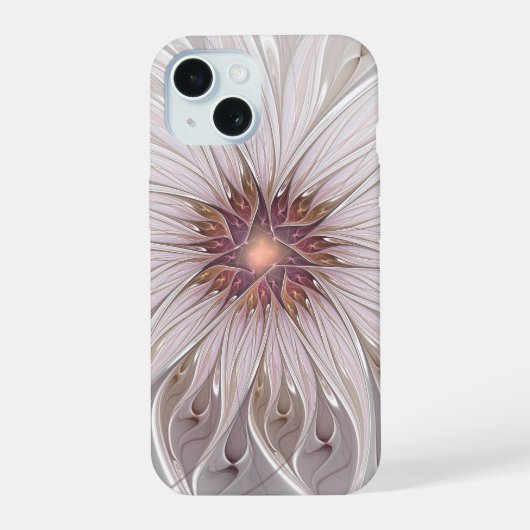 Floral Fantasy, Abstracte moderne deegbloem iPhone 15 Case (Achterkant)