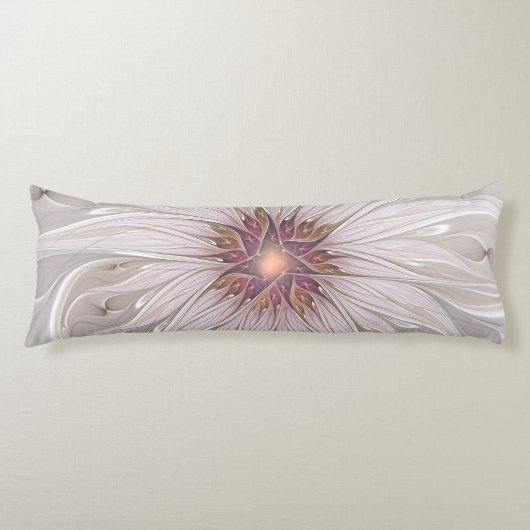 Floral Fantasy, Abstracte moderne deegbloem Lichaamskussen (Voorkant)