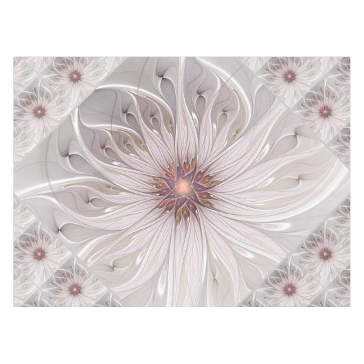 Floral Fantasy, Abstracte moderne deegbloem Tafelkleed (Voorkant (Horizontaal))