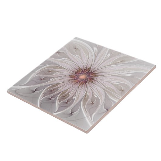 Floral Fantasy, Abstracte moderne deegbloem Tegeltje (Zijkant)