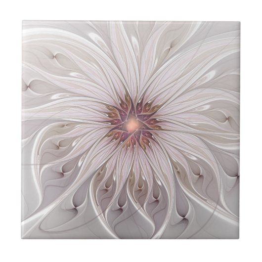 Floral Fantasy, Abstracte moderne deegbloem Tegeltje (Voorkant)