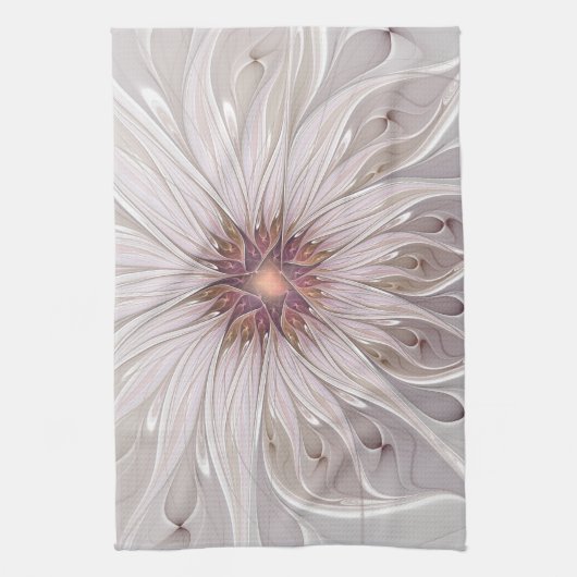 Floral Fantasy, Abstracte moderne deegbloem Theedoek (Verticaal)