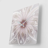 Floral Fantasy, Abstracte moderne deegbloem Vierkante Klok (Hoek)