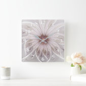 Floral Fantasy, Abstracte moderne deegbloem Vierkante Klok (Huis)