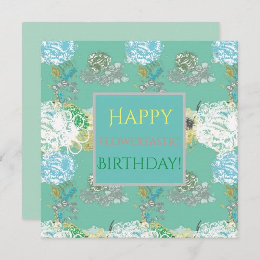 Floral Fantasy Birthday Flat Card Bedankkaart (Voorkant / Achterkant)
