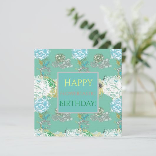 Floral Fantasy Birthday Flat Card Bedankkaart (Staand voorkant)