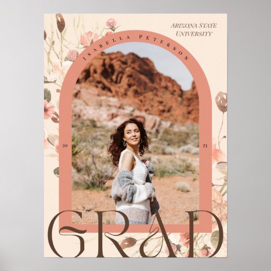 Floral Fantasy: Boho Chic Arch Lijst Afstuderen Poster (Voorkant)