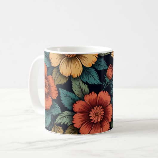 Floral Fantasy: Bold and Colorful Designs Koffiemok (Voorkant links)