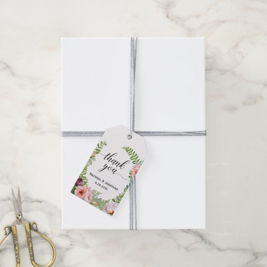 Floral Fantasy bruiloft gunst dank u Cadeaulabel (Met Touw)