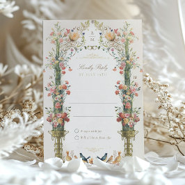 Floral Fantasy Bruiloft RSVP Uitnodiging Kaart
