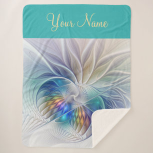 Floral Fantasy, Colorful Abstract Flower Sherpa Deken