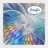 Floral Fantasy, Colorful Abstract fractal Art Name Labels (Design 1)