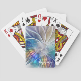 Floral Fantasy, Colorful Abstract Fractal Flower Pokerkaarten