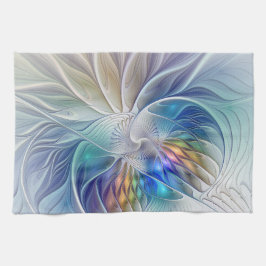 Floral Fantasy, Colorful Abstract Fractal Flower Theedoek