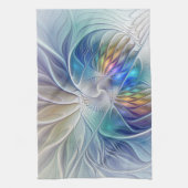 Floral Fantasy, Colorful Abstract Fractal Flower Theedoek (Verticaal)