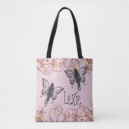 Floral Fantasy feeën gepersonaliseerd Tote Bag (Voorkant)