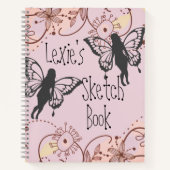 Floral Fantasy feeën gepersonaliseerde schets Notitieboek (Voorkant)