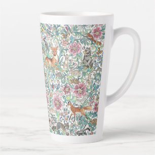 Floral Fantasy Forest Animals Woodland Tapestry Latte Mok