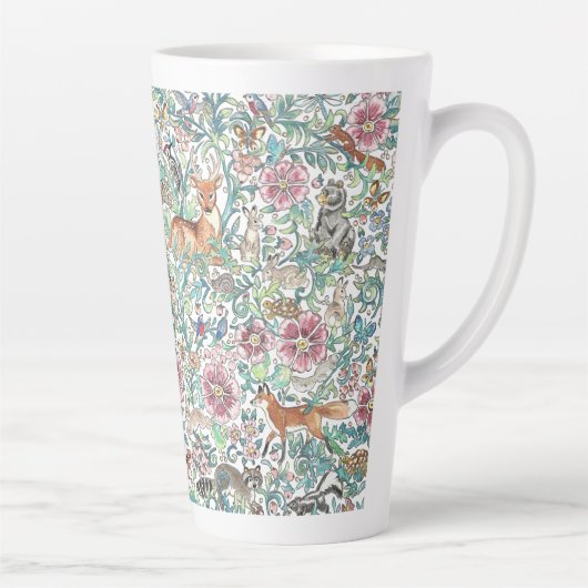 Floral Fantasy Forest Animals Woodland Tapestry Latte Mok (Rechts)