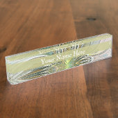 Floral Fantasy Fractal Art Bloem met Gouden Tekst Naambordje (Zijkant)