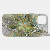 Floral Fantasy Fractal Flower met Gold Initialen Case-Mate iPhone Case (Achterkant (horizontaal))