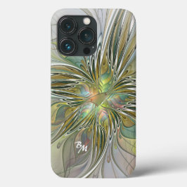 Floral Fantasy Fractal Flower met Gold Initialen Case-Mate iPhone Case