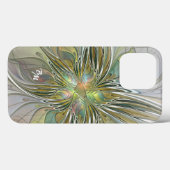 Floral Fantasy Fractal Flower met Gold Initialen Case-Mate iPhone Case (Achterkant (horizontaal))