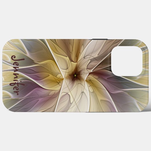 Floral Fantasy Gold Eggplant Abstracte Art Name Case-Mate iPhone Case (Achterkant (horizontaal))