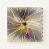 Floral Fantasy Gold Eggplant Abstracte Art Name Notitieboek (Achterkant)